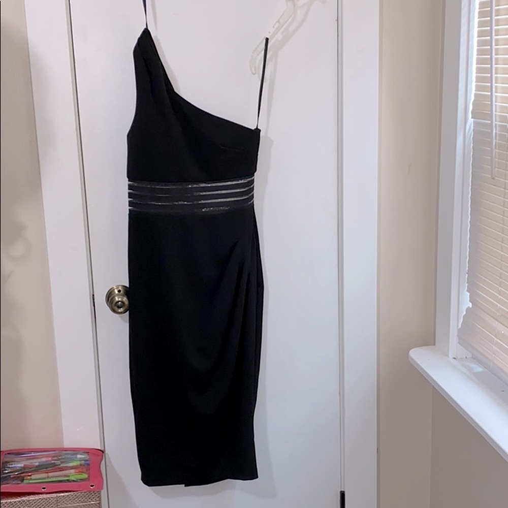 Rebecca B black one shoulder dress